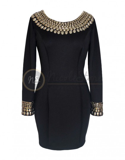 Rochie Neagra cu Aplicatii LC22591